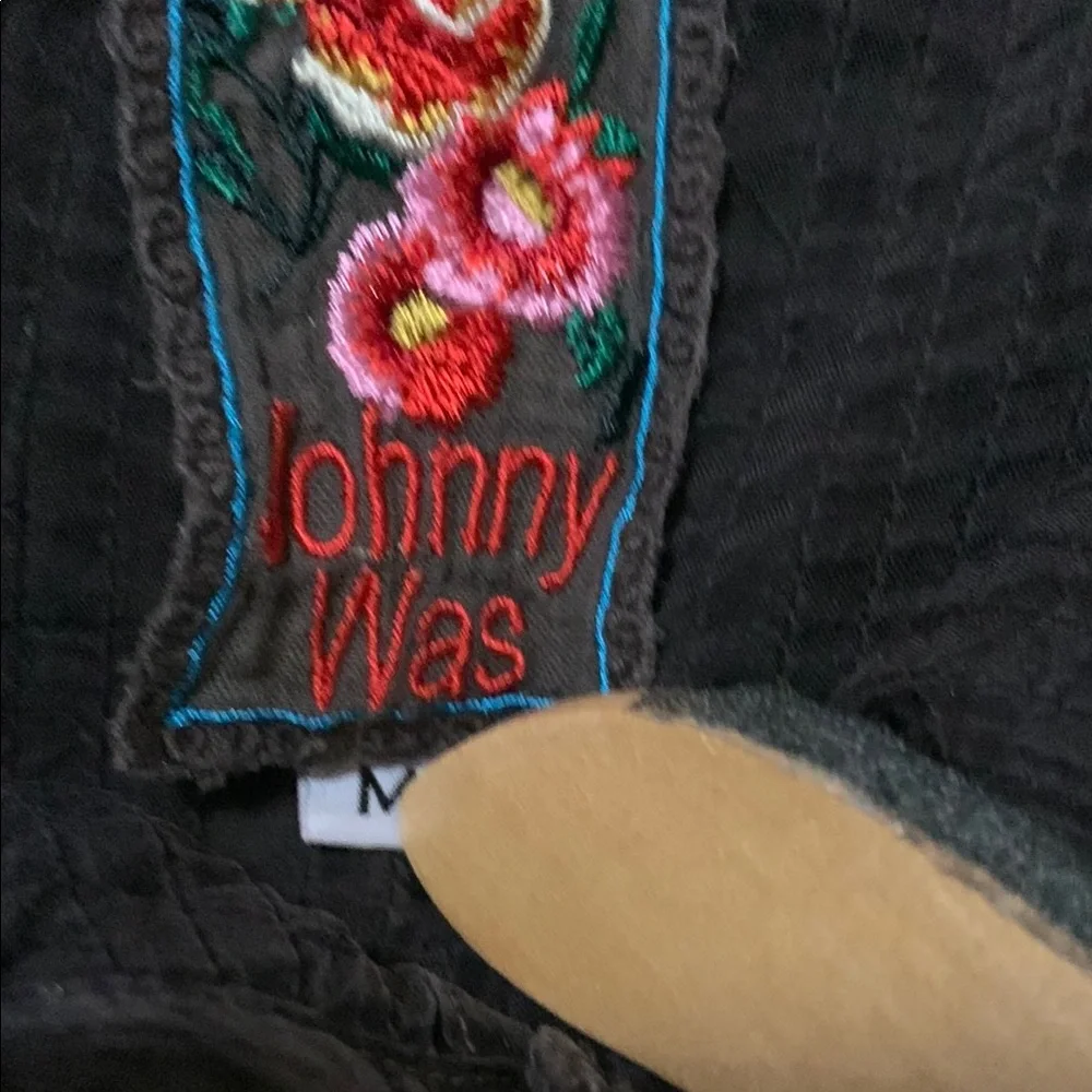 Johnny Was Brown Lace Ruffled Tunic with Mandarin Collar - Picture 9 of 12